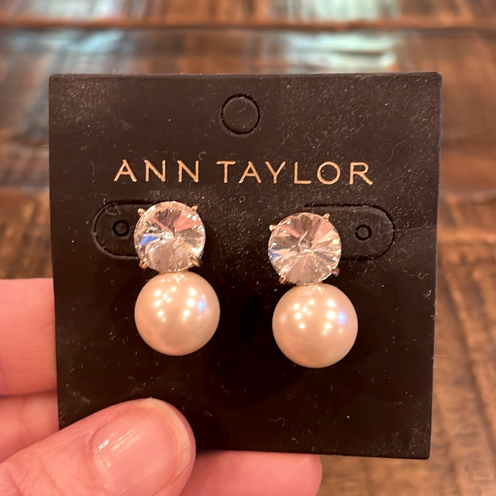 Ann Taylor Rhinestone and pearl earrings